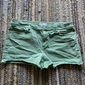 LOFT Pale Green Jean Shorts Frayed